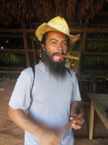 Sal Trying a Cuban Cigar, Viñales