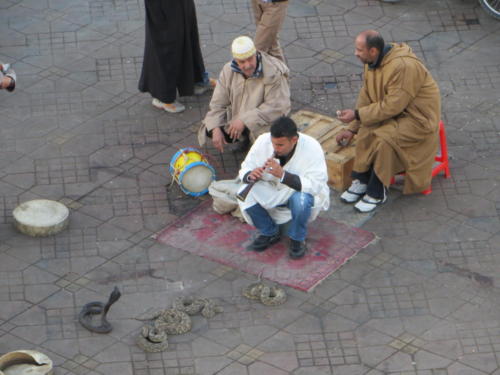 Encantador de serpientes en Djemaa el-Fna Plaza, Marrakesh