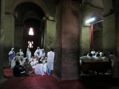 Ethiopian Orthodox Christians at Bet Medhane, Rock-Hewn Church, Lalilbela