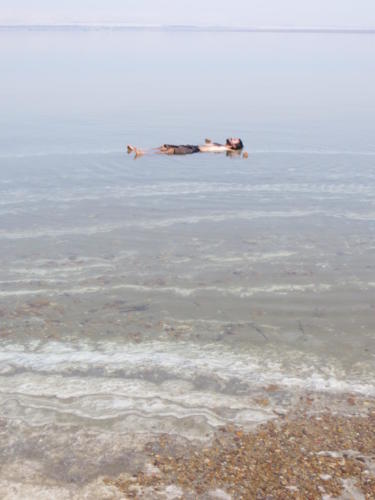 Sal flotando en el Mar Muerto