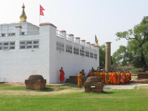 Monks Praying at Maya Devi Temple, Lumbini